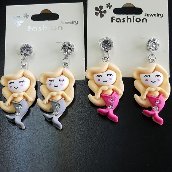 Jewelry - 3 for $15 Mermaid earrings with rhinestones